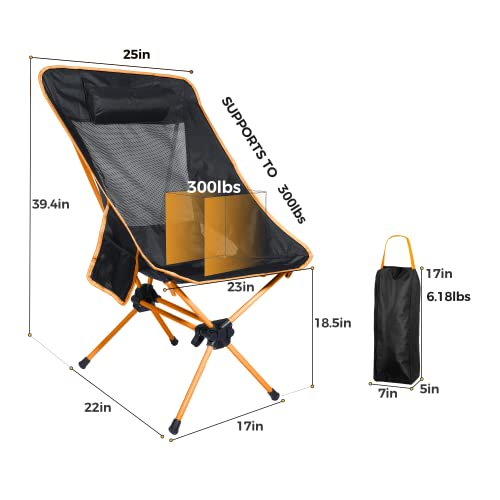 Ubon Compact Folding High Back Camping Chair with 2 Side Pockets Black/Gray F198