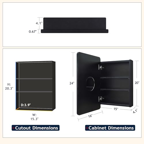 Frameless Beveled Medicine Cabinet Mirror for Bathroom, 16x29 Inch I902204