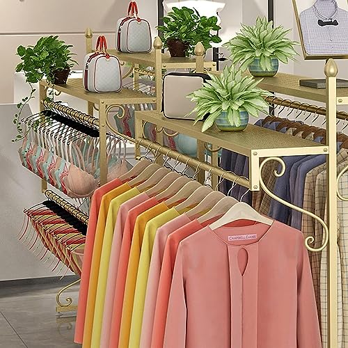 Heavy Duty Gold Clothing Rack for Boutique, Floor-Standing Garment Rack P43791