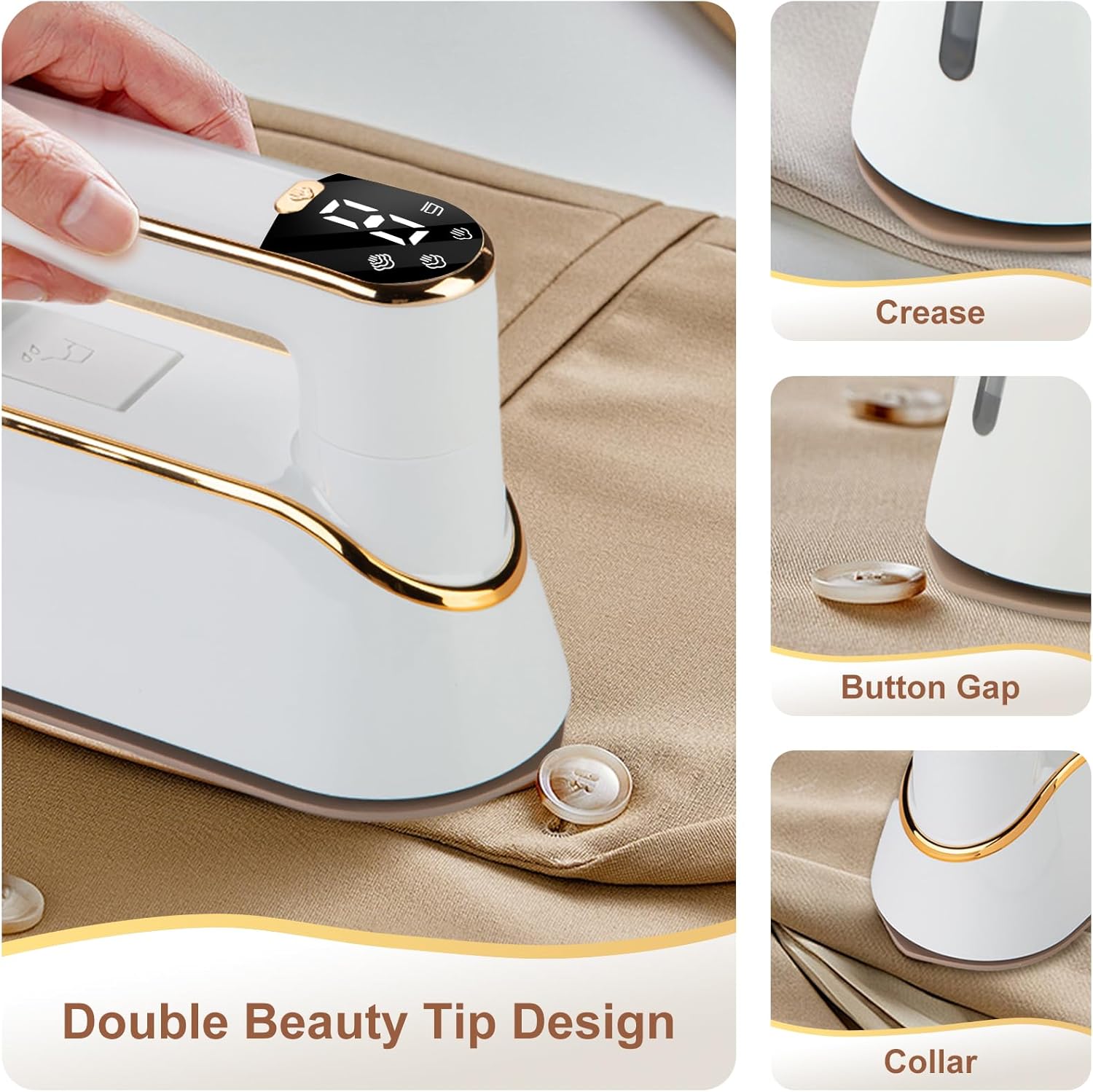 Portable Travel Steamer for Clothes, 1300W Handheld Iron with LCD Screen J8164