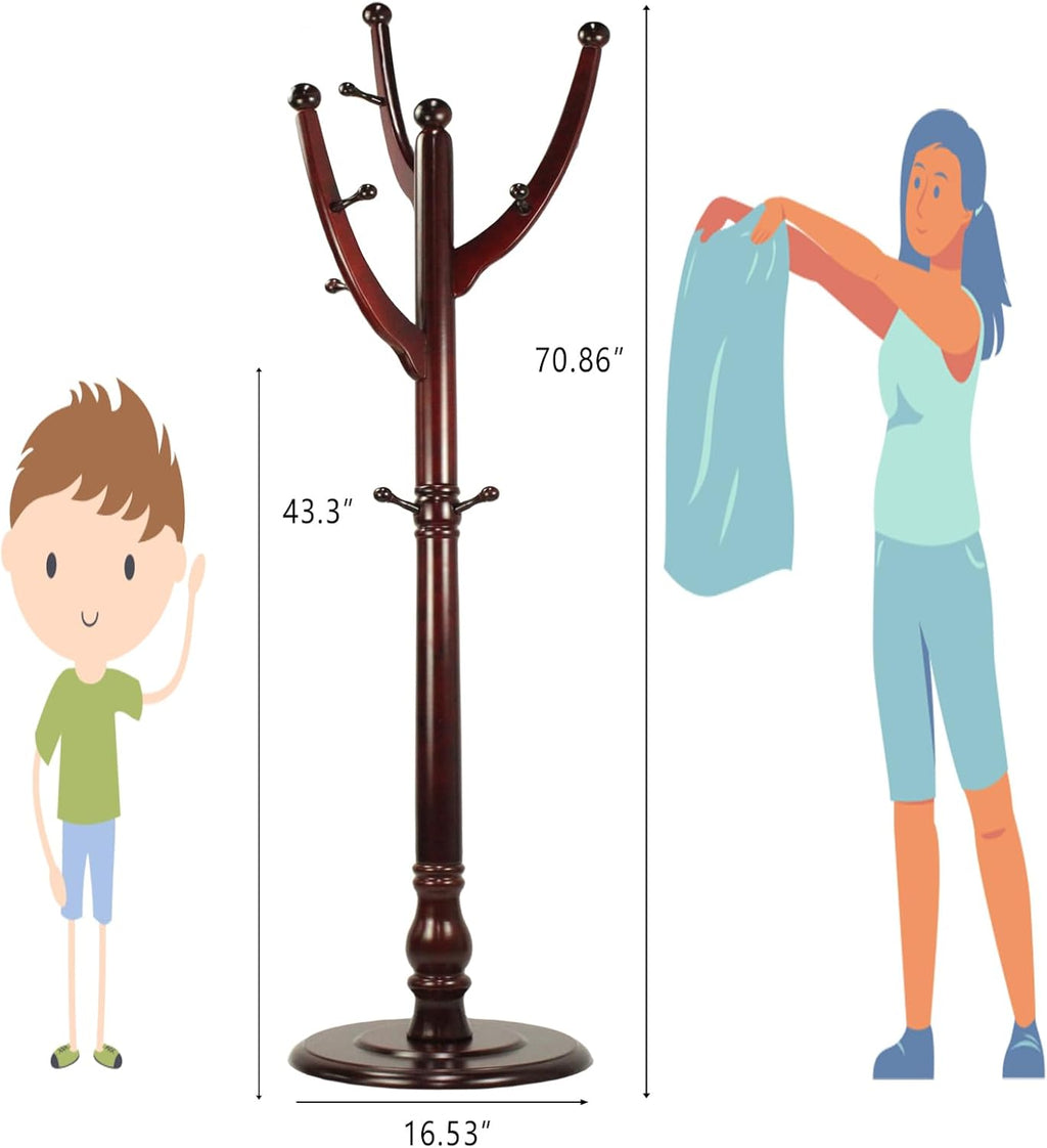 SEMIR Wood Coat Rack Freestanding with 11 Hooks E75161