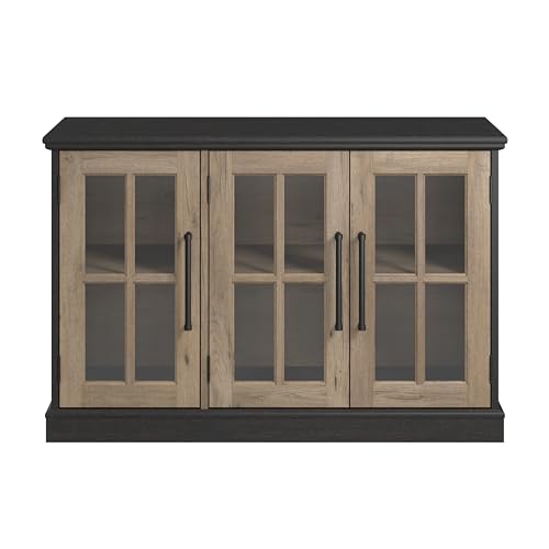 Bush Furniture Westbrook 46W Sideboard Cabinet with Glass Doors, White Ash D408000