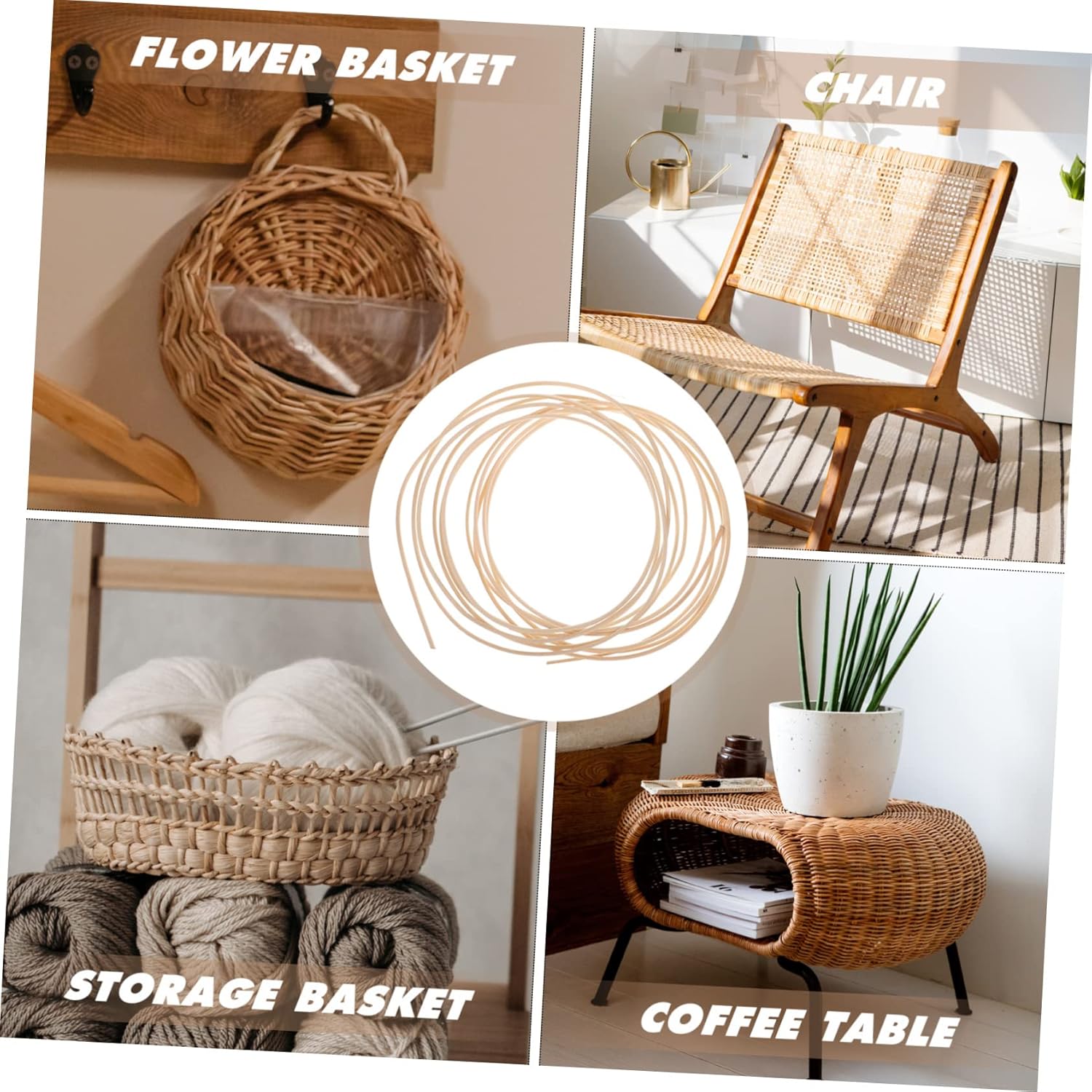 STOBOK Rattan Weave Material Furniture Repair Kit Basket Making Cane Webbing H58631