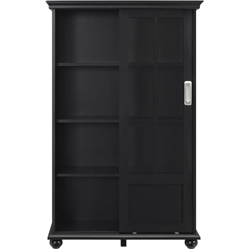 Ameriwood Home Aaron Lane Bookcase with Sliding Glass Doors, Red F651900