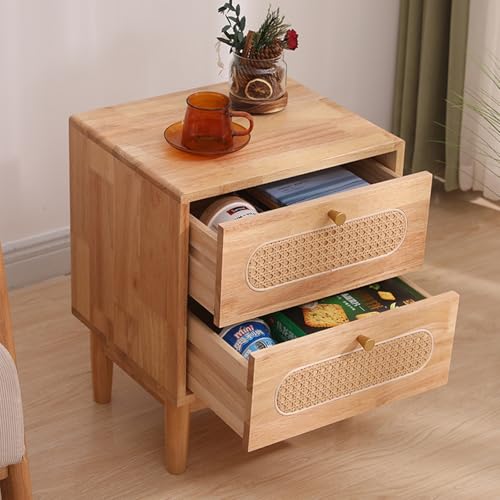 Bed Side Table with 2 Drawers for Bedroom, Small Spaces Y29676