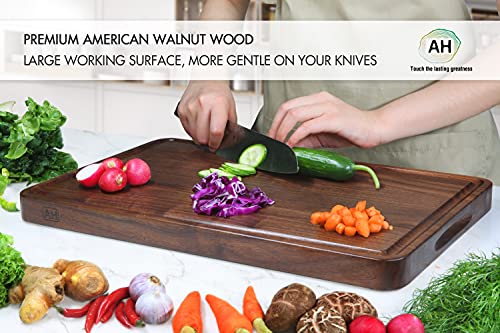 AZRHOM Extra Large Walnut Wood End Grain Cutting Board with Juice Groove G469201