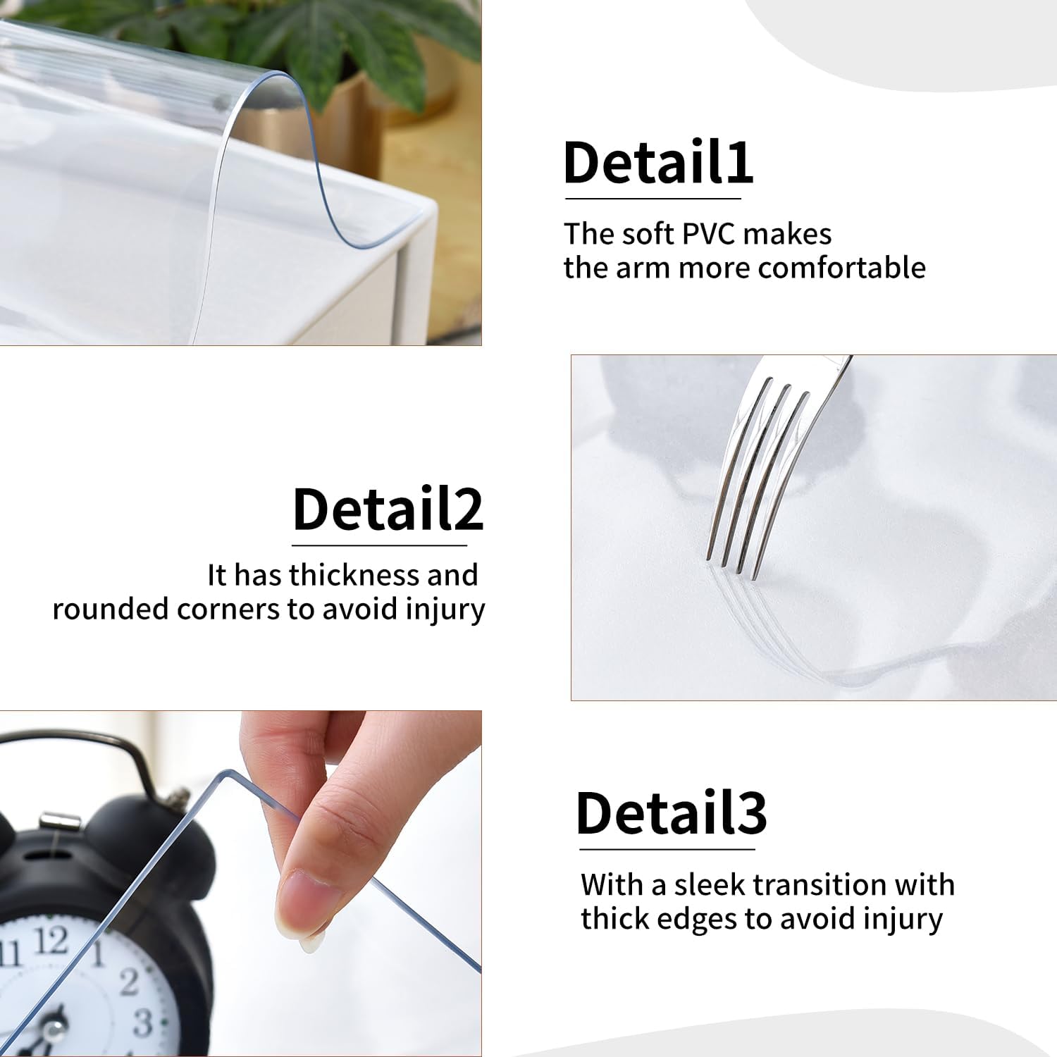 Clear Desk Mat Non-Slip PVC Desk Protector with Round Edge, 47.2"x23.6" U877881