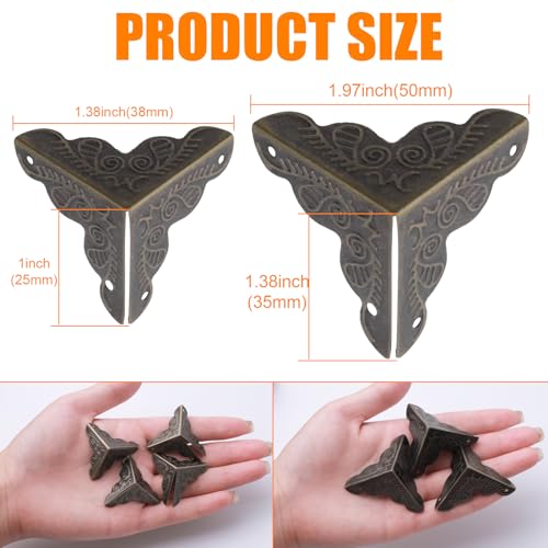 36 PCS Stair Dust Inner Corners for Wooden Steps, Antique Decorative Corner with Screws (Bronze) I947
