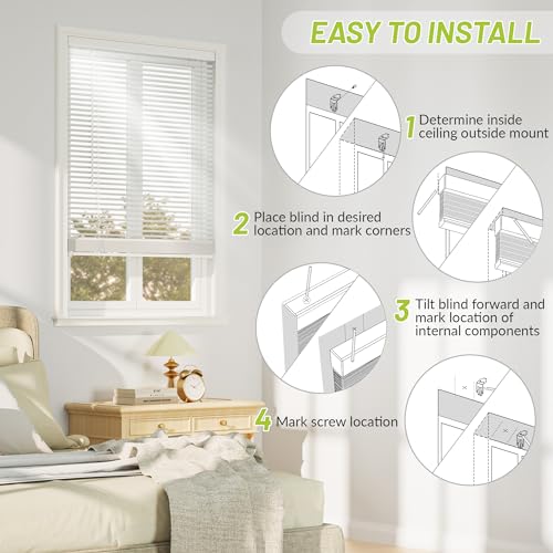 SZXIMU Cordless Room Darkening Mini Blind 35" W x 64" H White U29324