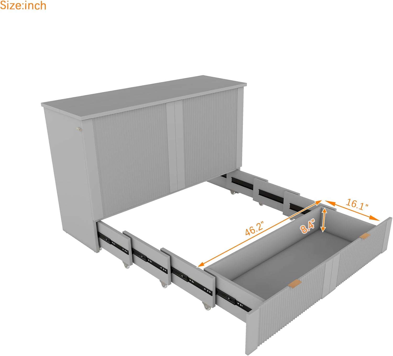 Murphy Bed Wall Bed with Storage Drawers, Foldable Platform Bed, Gray Full Size with USB Ports Q180395