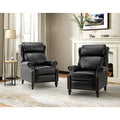 HULALA HOME Genuine Leather Manual Recliner,Push Back Recliner Chair with Solid Wood Legs, Wingback Recliner with Nailhead Trim,Armchair LazyBoy Sofa for Living Room,Home Theater,Turquoise