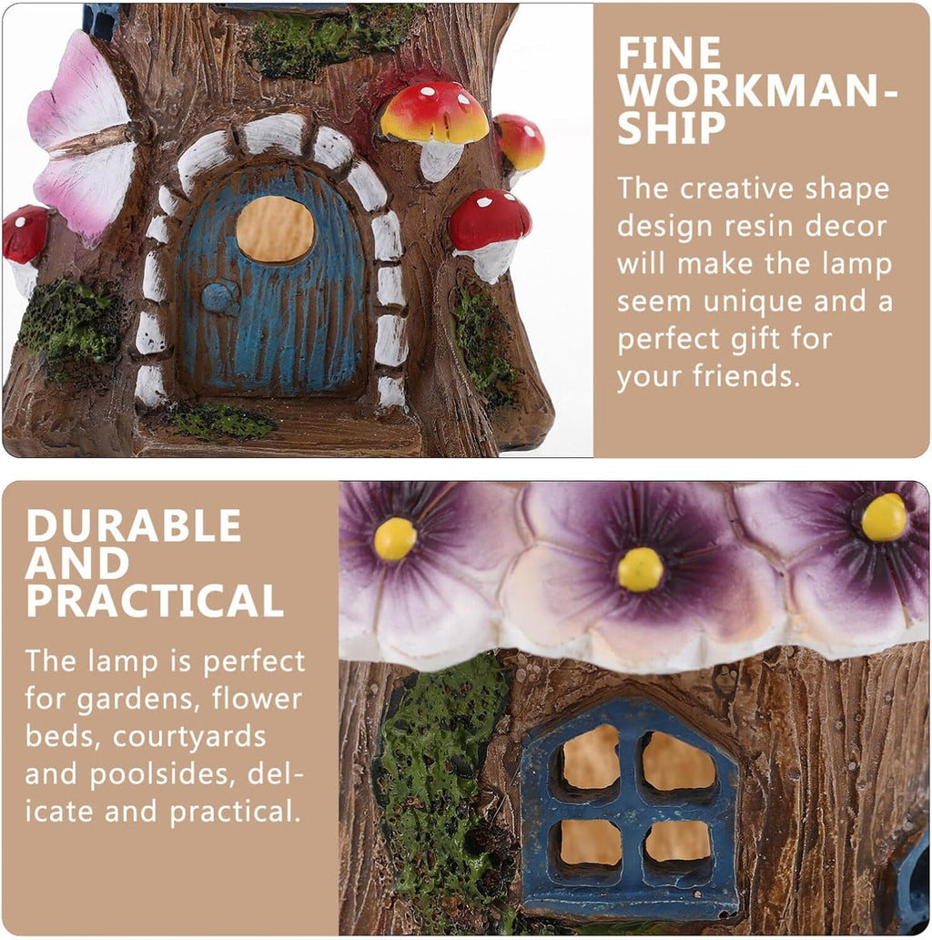 OSALADI Solar Mushroom House Decoration for Garden Lawn D640