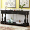 Solid Wood 64" Long Console Table with 3 Drawers and Bottom Shelf, Sofa Couch Table Entryway Table Side Table for Entryway, Hallway, Living Room, Bedroom