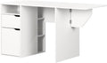 Expandable Craft Table, Multipurpose Craft Station with Compact Design, Contemporary Sewing Desk with Drawers and Shelves, White