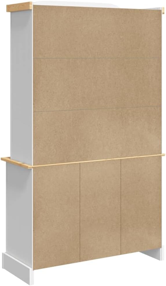Kitchen Pantry Storage Cabinet, Freestanding Hutch with 3 Drawers and 6 Doors, White H8218