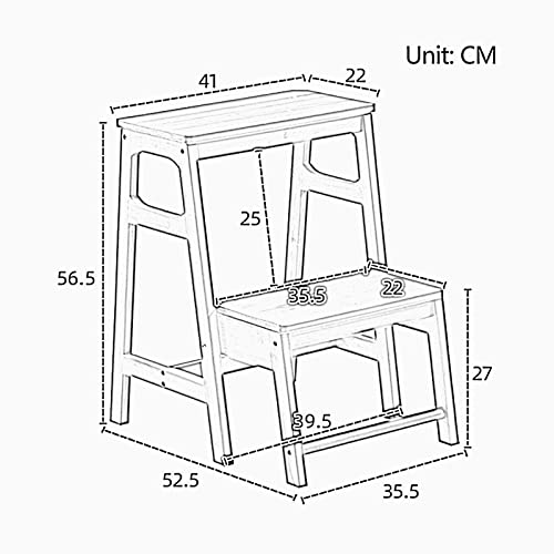 2-Step Ladder Stool, Folding Solid Wood Step Stool, Portable Non-Slip Display Stand U235899