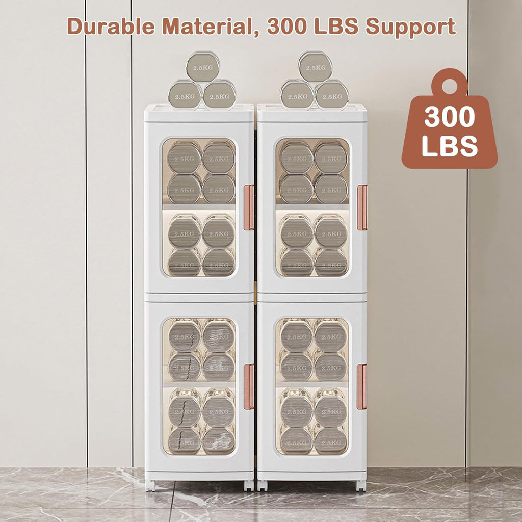 65" Narrow Tall Plastic Storage Cabinet with Shelves and Wheels F7739