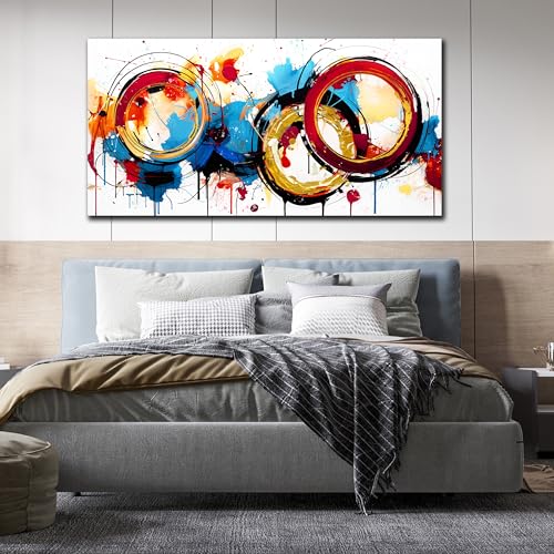 Colorful Abstract Canvas Wall Art 24" x 48" for Living Room and Bedroom Z788854