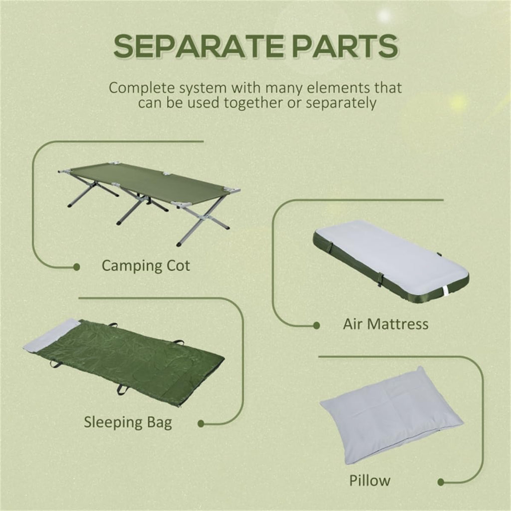 Fold Up Camping Bed with Air Cot, Sleeping Bag & Pump Q102