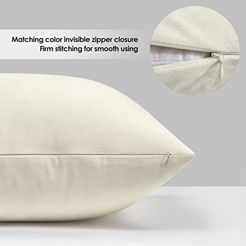 Homelike Moment Throw Pillow Covers Pack of 2, 22x22 White Velvet with Invisible Zipper J564576