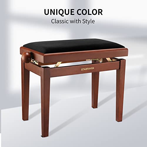 Starfavor Adjustable Wooden Piano Bench with Padded Seat, SPB-480N V9928
