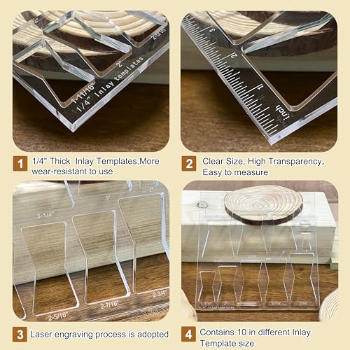 10 in 1 Router Templates for Woodworking with 1/4" Router Bushing Guide S952