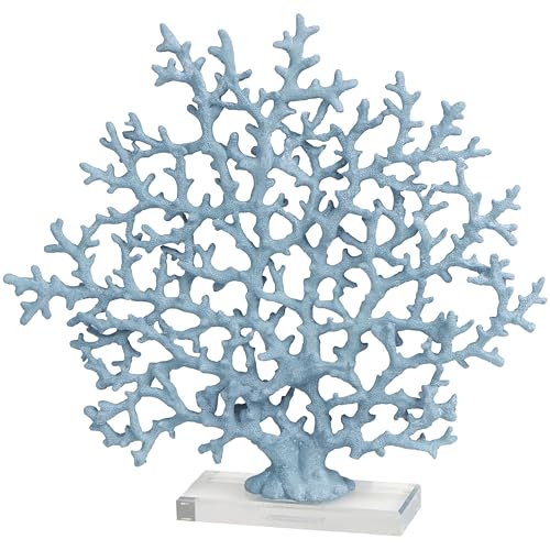 Deco 79 Aluminum Metal Coral Decorative Sculpture Home Decor Statue, Accent Figurine 19" x 3" x 21", Silver