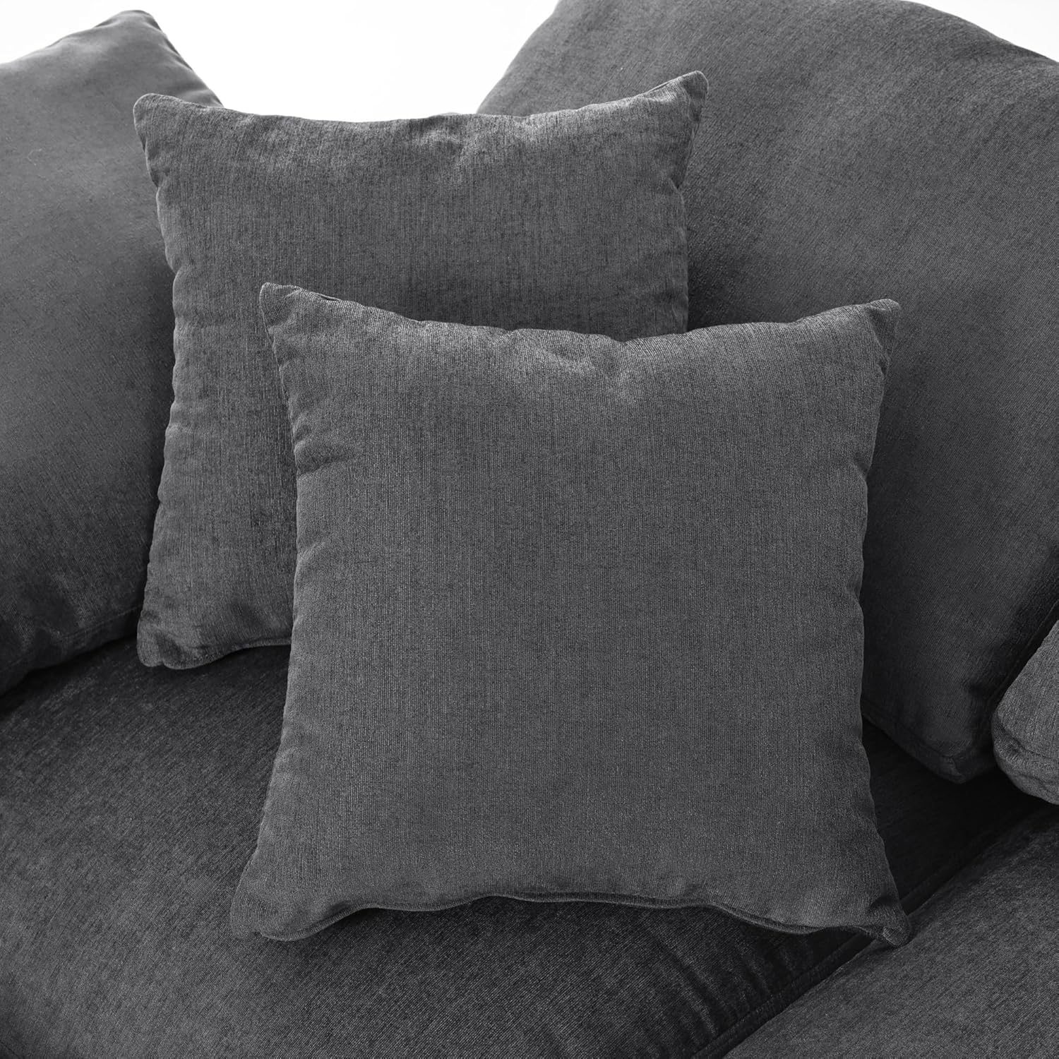 Deep Seat Convertible Modular Sectional Sofa with Movable Ottoman, 7 Seater Polyester Upholstery H8701