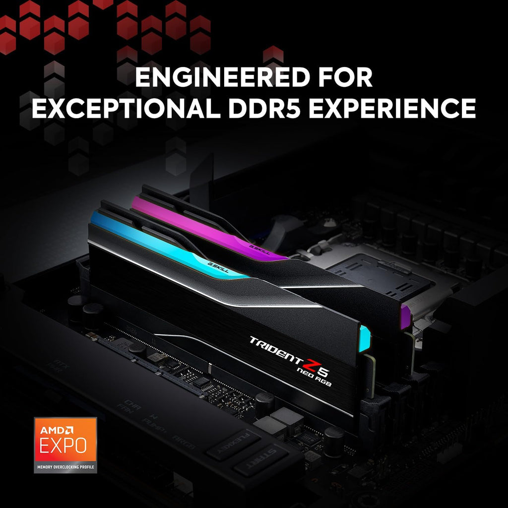 G.SKILL Trident Z5 Neo RGB DDR5 32GB (2x16GB) 6400MT/s CL32 Desktop Memory UDIMM - Matte Black E8931