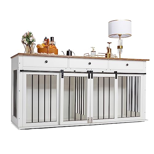 Scurrty Wooden Dog House Pet Furniture for Small Medium Dogs Indoor Use Grey-M O39762