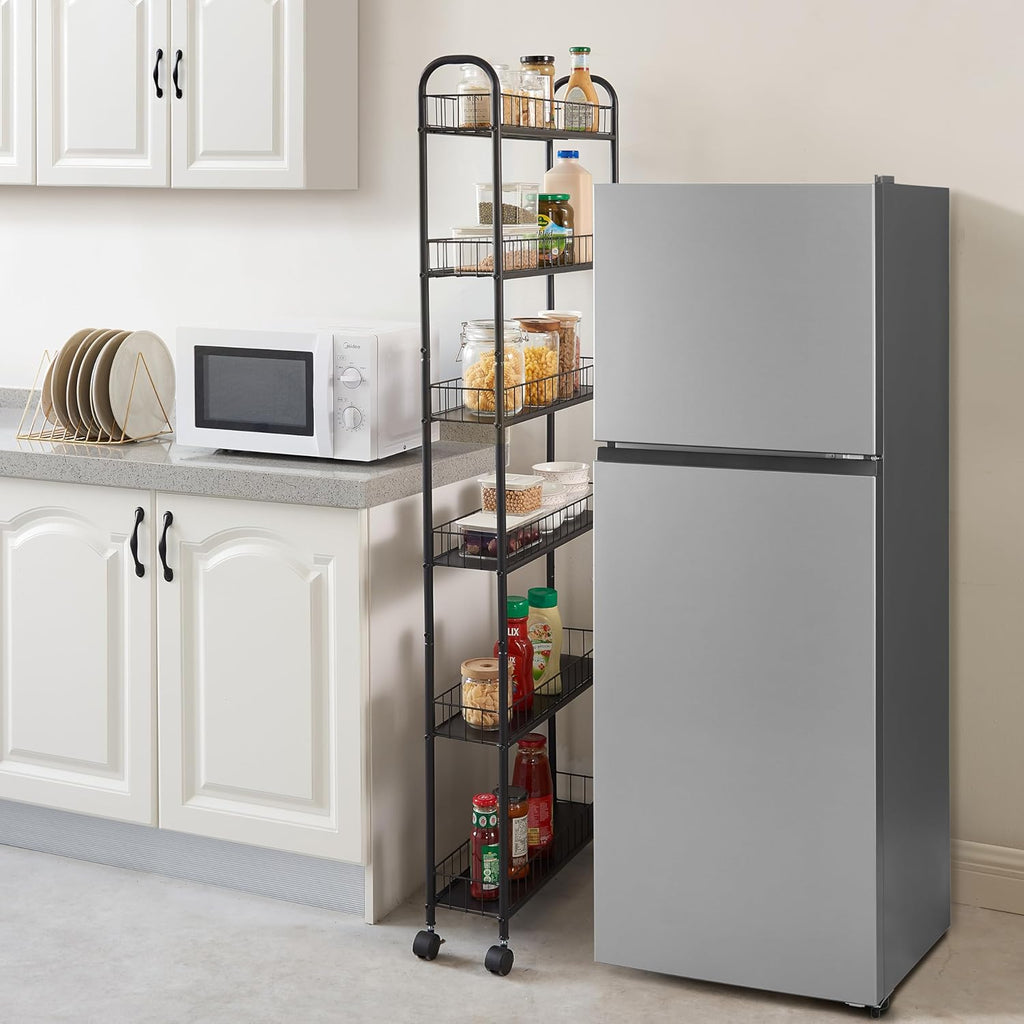 6-Tier Rolling Slim Storage Cart with Wheels for Kitchen Bathroom Laundry L4545