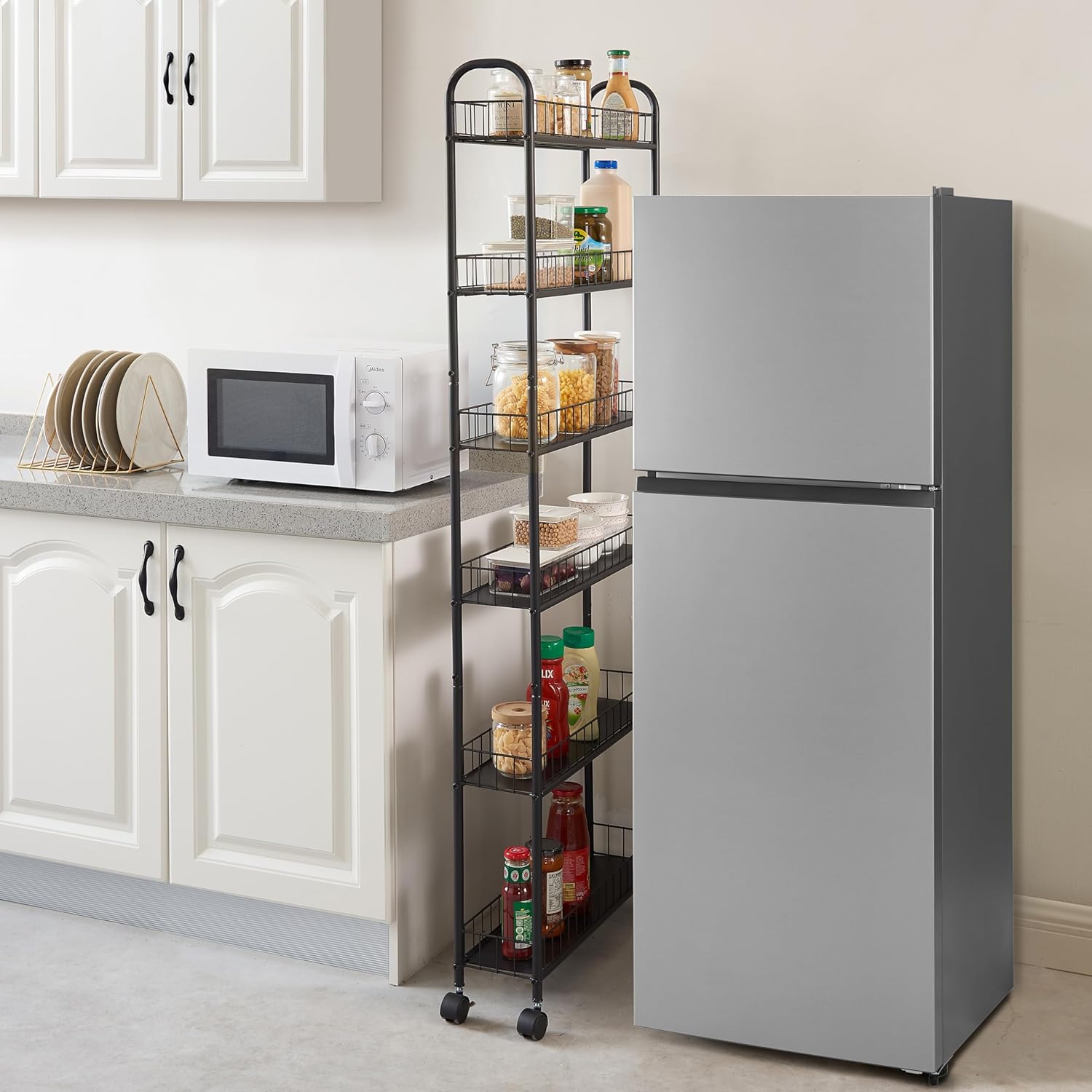 6-Tier Rolling Slim Storage Cart with Wheels for Kitchen Bathroom Laundry L4545