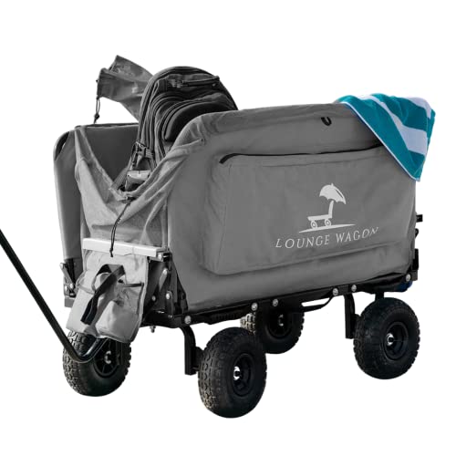 The Lounge Wagon – The Only Wagon That Converts into a 2-Person Chair - 3-in1 cart - Included Cargo net- Ultimate Beach Wagons– Beach Chairs for Adults – Sports Wagon(Umbrella Sold Separately)…