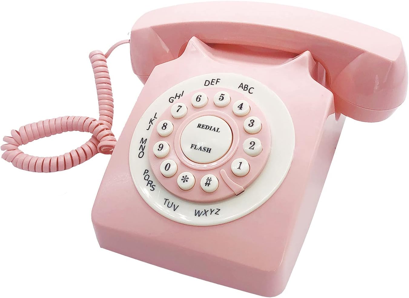 Pink Retro Rotary Landline Telephone for Home Office H451