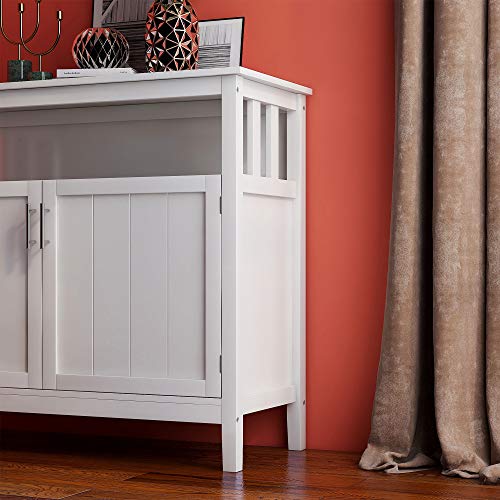 40 Inch Buffet Table with Shelves, White Y1296