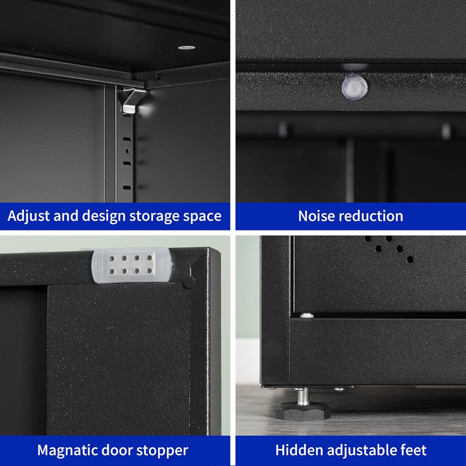Metal Garage Storage Cabinet, Tall Locking Steel Cabinet with 4 Shelves (Black) G5446