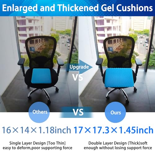 Gel Seat Cushion for Long Sitting, Extra Large with Non-Slip Cover U88724