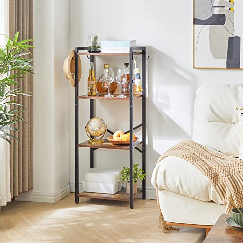 YMYNY 3 Tiers Bookcase, Industrial Metal Bookshelf with Side Fence, White P8903