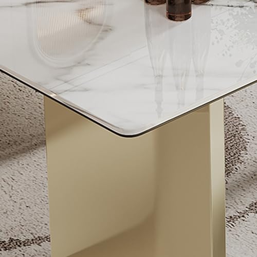 63 inch Glass Dining Table with Clear Rectangular Top and Gold Metal Legs Z19670