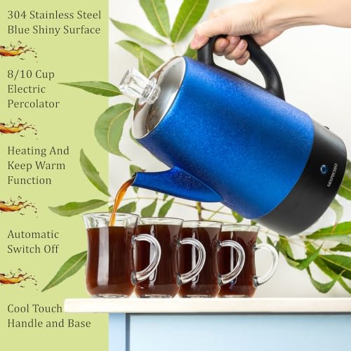 Mixpresso Electric Percolator Coffee Pot 10 Cup Stainless Steel V483990