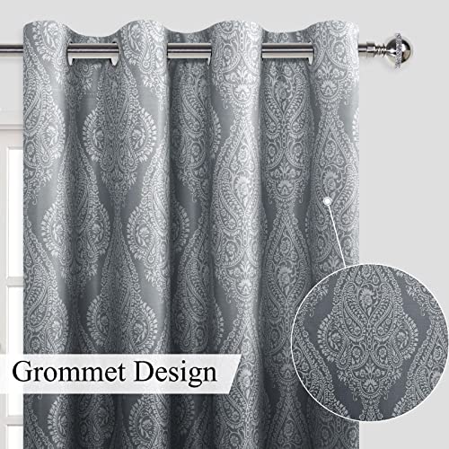 JIUZHEN Damask Ombre Curtains for Bedroom, Navy Blue, 42 x 84 Inch, Set of 2 N215902