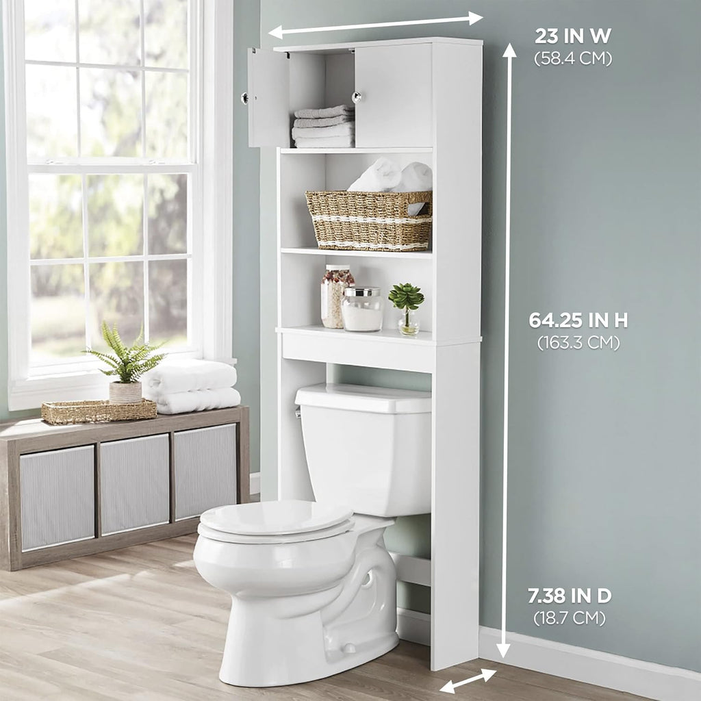 Mainstays White Bathroom Space Saver Cabinet with 3 Shelves D81334