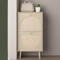 2 Flip-Drawers Slim Shoe Cabinet, 2 Drawers Shoe Cabinet Rattan Shoe Rack Shoe Storage Cupboard Organizer Unit,Shoe Rack with Doors, Shoe Storage Cupboard Organizer Unit for Entryway, Hallway