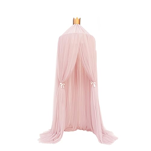Princess Bed Netting Canopy Mosquito Net Bed Canopy with Lights Round Dome Canopy Bed Curtains for Girls Adults,Blue