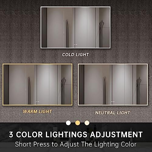 48" Wall Mounted LED Medicine Cabinet with Mirror, Defogger & USB Y18036