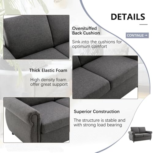 Pull Out Sofa Bed Couch with Twin Memory Foam Mattress, Gray S15049