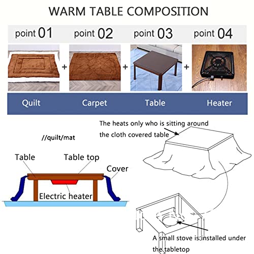 4pcs Set Kotatsu Table Blanket Heated Futon Comforter Japanese Style Natural Y633395