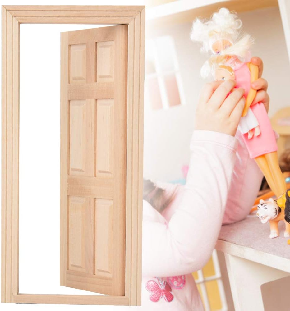 1:12 Doll House Mini Wooden Door DIY Hollow Door Set Z5358