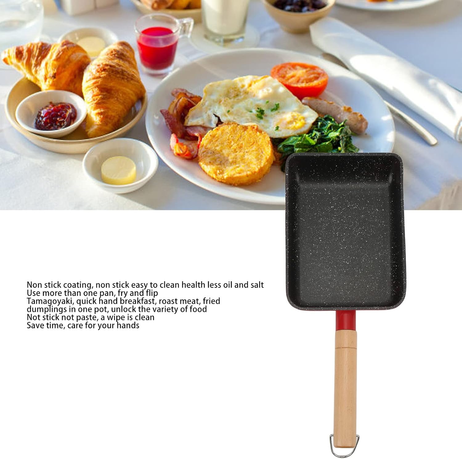 Tamagoyaki Pan, Japanese Omelet Egg Pan Non Stick, 7" x 5", Red G14656