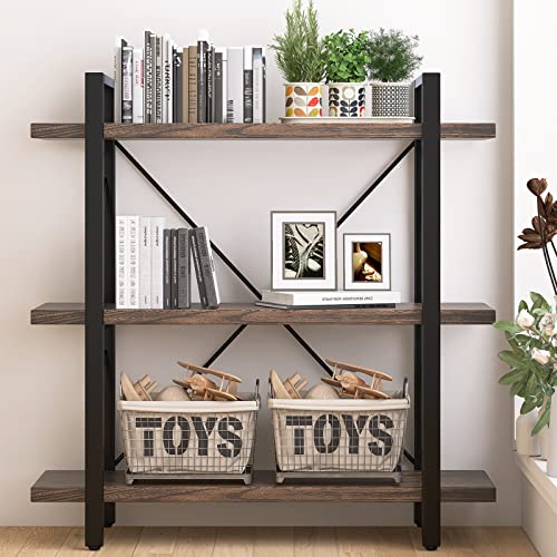 5-Tier Bookshelf Industrial Style Real Wood Bookcase Retro Brown D8464